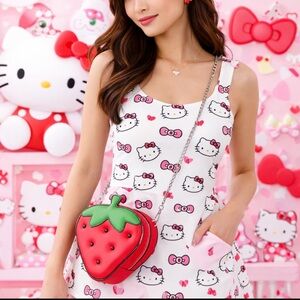 HELLO KITTY X KATE SPADE 3D STRAWBERRY CROSSBODY SHOULDER BAG LEATHER COLLAB NWT